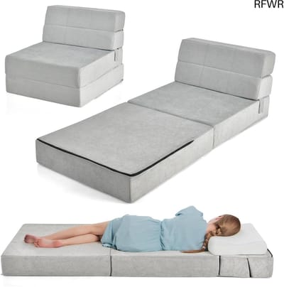 RFWR® 3-in-1 Opvouwbare Slaapbank met Hoofdeinde – Multifunctionele Ligstoel en Matras voor Woonkamer