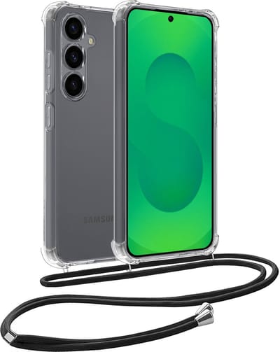 Hoesje Geschikt voor Samsung Galaxy S25 - Met Koord - Shock Proof - Siliconen Case - Back Cover - Telefoonkoord - Telefoon Hoes Shockproof - Telefoonketting - Transparant