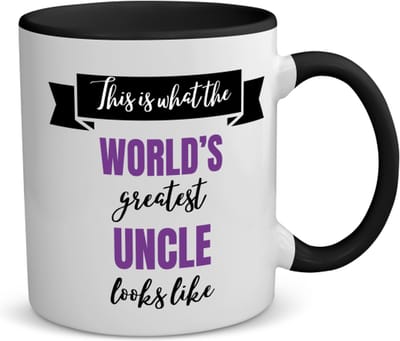 Akyol - world's greatest uncle koffiemok - theemok - zwart - Oom - een oom - verjaardagscadeau - cadeau voor oom - kado - 350 ML inhoud