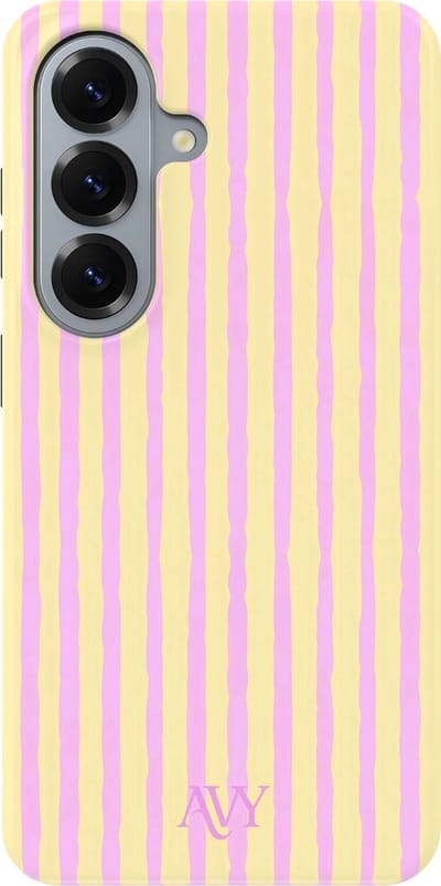 AVY Hoesje geschikt voor Samsung Galaxy S26 | Pink Lemonade | Strepen | Roze Geel | Hard Shell Back Cover | Compatibel met MagSafe & Qi2
