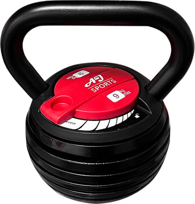 AJ-Sports Verstelbare Kettlebell 9 kg - Kettlebells - 1,5KG t/m 9KG - 7 Kettlebells in één! - Gewichten - Krachttraining - Halters - Verstelbaar gewicht - Fitness - Gietijzer - Conditie en Krachttraining