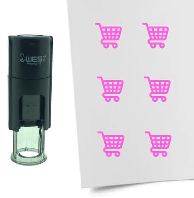 CombiCraft Stempel Winkelwagen 10mm rond - roze inkt