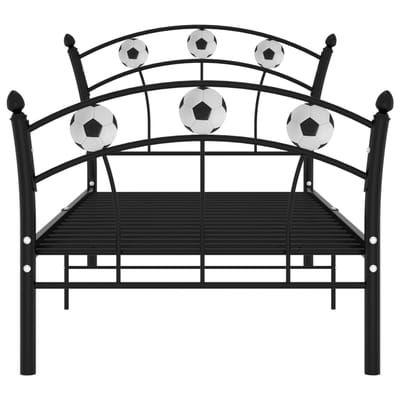 vidaXL - Bedframe - met - voetbaldesign - metaal - zwart - 90x200 - cm