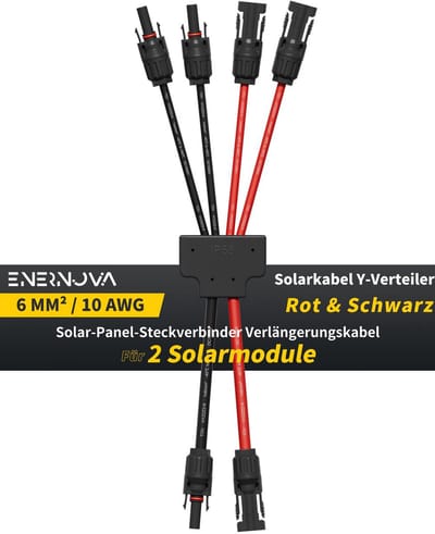 Zonnekabel Y-verdeler 4 mm²-6 mm² voor zonnepanelen - IP68 waterdicht, verlengkabel 30 A DC1500 V