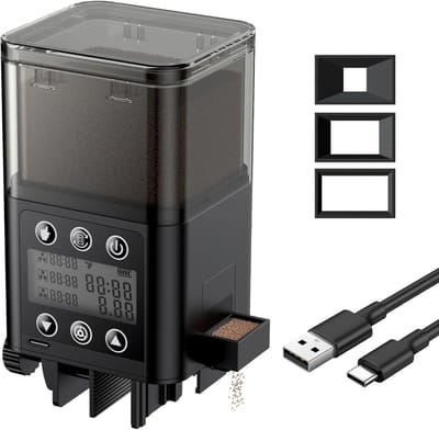 Automatische Vissenvoederdispenser voor Aquaria, Oplaadbaar, 320 ml, Instelbare Timer voor Poeder, Pellets en Granules