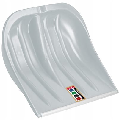 KADAX Sneeuwspade, 49 cm breed, sneeuwschep zonder steel, sneeuwschuiver, sneeuwruimer, kunststof sneeuwschop, sneeuwschuip (1, zilver met metalen rand)