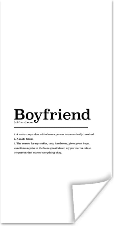 Poster Vriend definitie - Quotes - Spreuken - Boyfriend - Woordenboek - 80x160 cm