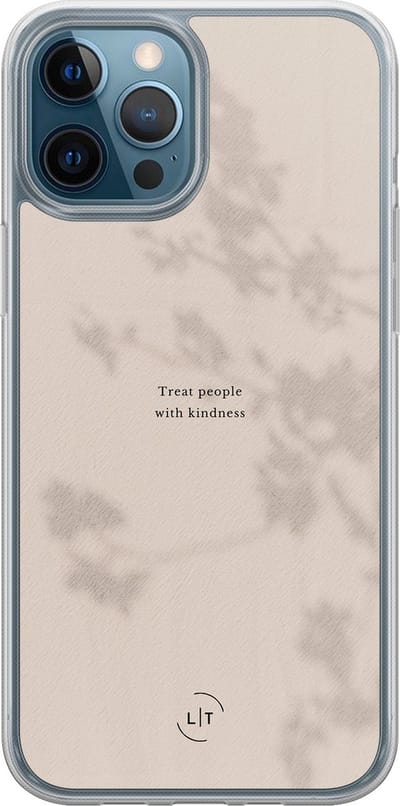 Hoesje geschikt voor iPhone 12 - Be kind - 2in1 backcover - Tekst - Beige - Leuke Telefoonhoesjes