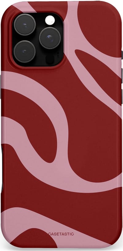 Casetastic Hoesje Geschikt voor Apple iPhone 16 Pro Max Magsafe - Stijlvolle Beschermende Duo-layer Case - Roze Rode Framboos Blobs