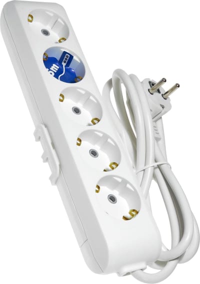 Panasonic 5-voudige stekkerdoos - 1,5 meter - wit - wandmontage - wandbevestiging - bevestiging op wand - muur wandclip - muurbevestiging montage