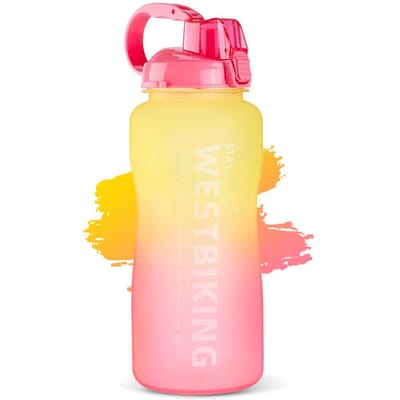 Sportwaterfles met rietje Kamperen Wandelen Oefening Waterfles Outdoor Plastic Fles Groot geel