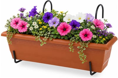 Plasticforte plantenbak Balcony - terracotta - rechthoek - met twee ophangbeugels - 50 x 18 x 15 cm - kunststof - bloembakken - potten