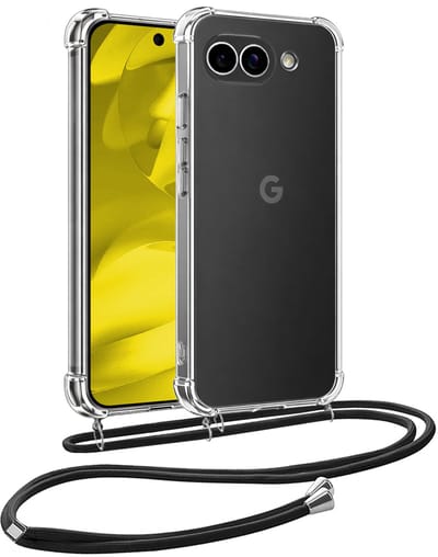 Hoesje - Geschikt voor Google Pixel 9a - Met Koord - Shock Proof - Siliconen Case - Back Cover - Telefoonkoord - Telefoon Hoes Shockproof - Telefoonketting - Telefoonhoesjes - Transparant
