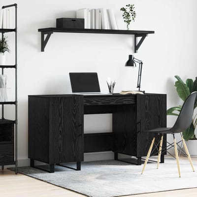 vidaXL - Bureau - Zwart - eiken - Bewerkt - hout - 140 - x - 50 - x - 75 - cm