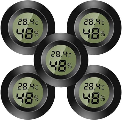 Mini-thermometer en hygrometer voor binnengebruik - Temperatuur- en vochtigheidsmonitor voor thuis, kleuterschool, broeikas, incubators en reptielen - Zwart