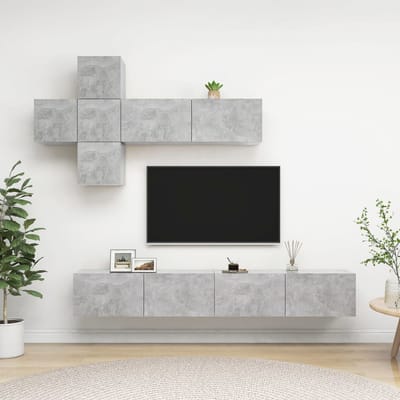 vidaXL - 7-delige - Tv-meubelset - bewerkt - hout - betongrijs