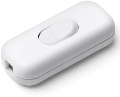 Inline schakelaar voor lampen en kleine apparaten, 250V 6A, snoerschakelaar, tuimelschakelaar, wit