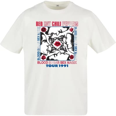 Mister Tee Red Hot Chili Peppers - Tour 1991 Oversize Heren Tshirt - XL - Wit/Multicolours