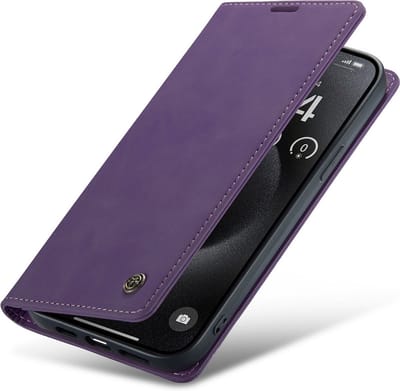 CaseMania Bookcase hoesje geschikt voor Apple iPhone 15 Plus - Effen Paars - Kunstleer