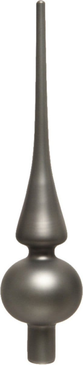 Decoris Kerst piek - antraciet grijs - 26 cm - glas - mat - kerstboompiek