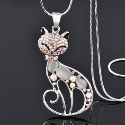 Sexy Strass Dieren OPAL Lichaam Holle Hanger Zilver Kleur Lange Ketting voor Vrouwen Statement Sieraden 410 KO4 gray