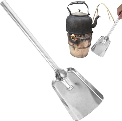 Haardschep - As schep - Haard onderhoud - Extra lange steel - 42 cm - Zwart