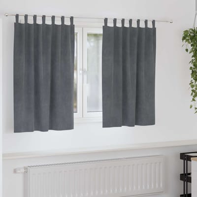 vidaXL - Zwarteout - Gordijnen - met - Ophanglussen - 2 - stuks - Super - Lichtgrijs - Velvet