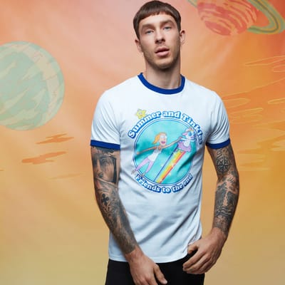 Rick and Morty Summer & Tinkles ringer t-shirt - Wit/Blauw - M