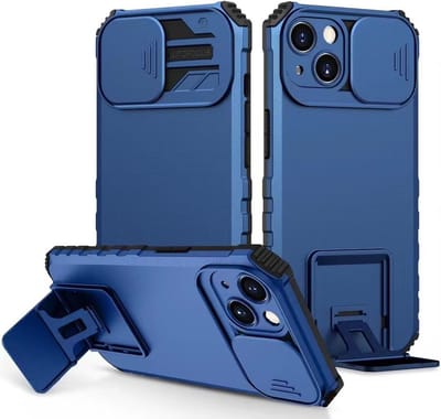 Premium Kwaliteit Anti Shock Hoesje - Back Cover - Camerawindow met Stand Functie - Geschikt voor iPhone X - iPhone Xs - Blauw