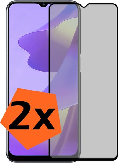 Screenprotector - 2 Stuks - Geschikt voor OPPO A16 - Privacy Filter - Gehard Glas - Beschermglas - Tempered Glass - Screen Protector