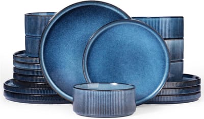 MRKK® Serviesset 6 Persoons - Serviessets - Bordenset - Chique Bordenset - Porselein - Nebulas Blauw