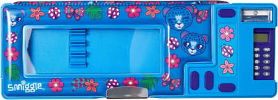 Pop Out School Etui voor Kinderen met Rekenmachine en Puntenslijper - Luipaardprint, Donkerblauw