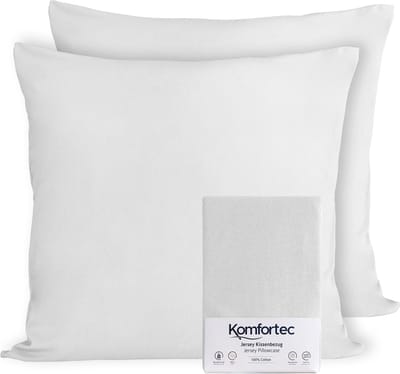 Komfortec Set van 2 Premium Jersey Kussenslopen 40x40 cm - Superzachte Kussenhoes – 100% Katoen – 150 g/m² - Wit