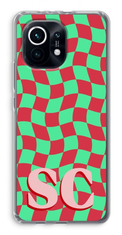 Gepersonaliseerd - Case Company® - Hoesje geschikt voor Xiaomi Mi 11 hoesje - Grid Monogram - Soft Cover Telefoonhoesje - Bescherming aan alle Kanten en Schermrand