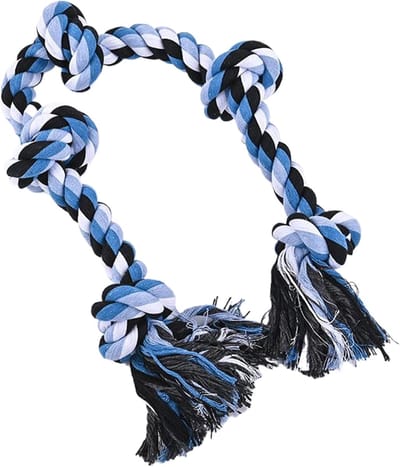 Hondenspeeltouw - Kauwspeelgoed - Touwtrekken - Extra lang en sterk - 90 cm - Blauw en wit