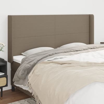 vidaXL - Hoofdbord - met - randen - 183x16x118/128 - cm - stof - taupe