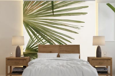Behang - Fotobehang Palmbladeren - Groen - Natuur - Breedte 350 cm x hoogte 350 cm