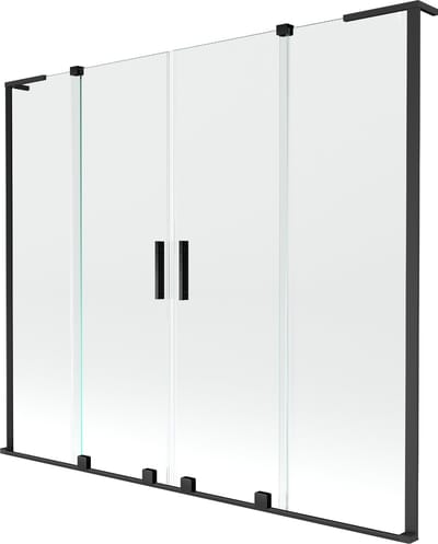 Mexen Velar L Duo badwand 2-delig schuifbaar 170 x 150 , transparant, zwart - 896-170-003-02-70