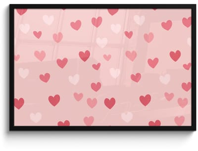Poster in lijst - Fotolijst 90x60 cm - Posters - Hartjes - Patroon - Roze - Eenvoudig - Posterlijst zwart - Decoratie - Wanddecoratie woonkamer - Muurdecoratie slaapkamer