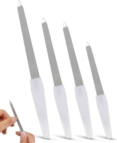 Professionele RVS Vijlenset voor Natuurlijke Nagels – Dubbelzijdige Manicure Tool voor Thuis en Salon – 4 Verschillende Maten voor Perfecte Nagelverzorging