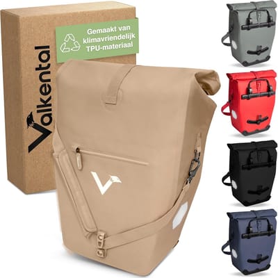 2-in-1 Fietstas - Milieuvriendelijk TPU - 100% Waterproof - Diverse Compartimenten - 23-28L Volume met Laptopcompartiment - Beige