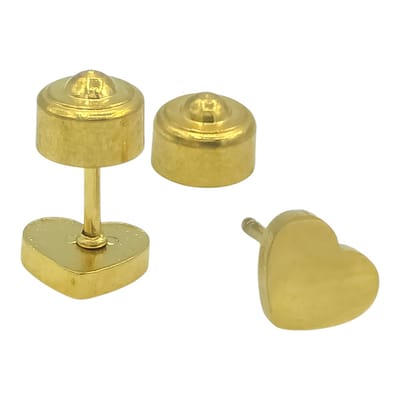 Goudkleurige hart oorbellen – Kleine oorknopjes met druksluiting - 6mm