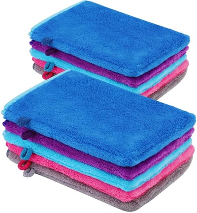 Allecto - Microfiber Body Wash Wanten - Herbruikbare Make-up Remover Mitt - Zacht en duurzaam - 10 Pack - Geschikt voor gevoelige huid - 5 Kleuren