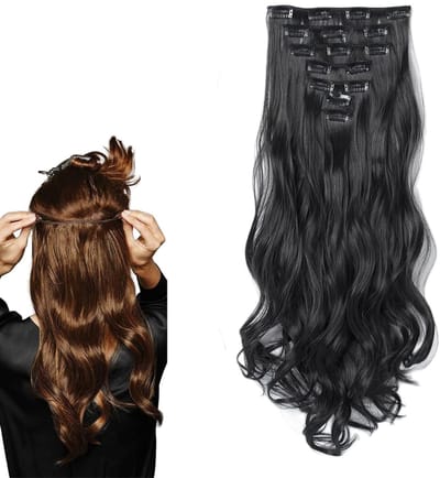 Dailygoods- Clip-in Extensies Golvend - Haarverlenging - Zacht Synthetisch Haar - Dikke Haarstukjes - Antislip Clips - Voor Vrouwen - Haarextensions