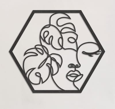 Wanddecoratie | Monstera face in hexagon - M (35x40cm)