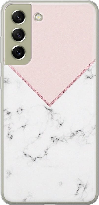 Leuke Telefoonhoesjes - Hoesje geschikt voor Samsung Galaxy S21 FE - Marmer roze grijs - Soft case - TPU - Marmer - Roze