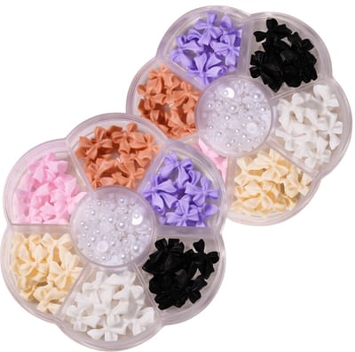 YUBBI Nagel 3D Glitter en Figuur Carousel - Nail Art Set - Nagelsteentjes - Strass - Strikjes - Parels - 2 Stuks - Nr. 01 Big Bow Tie