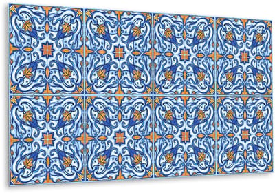 Tulup PVC Wandpaneel - Traditionele Decoratie Vinyl Wandpaneel - 100 cm x 50 cm - Veelkleurig Wandbekleding Vinyl - 1 stuk - Zelfklevende Wandbekleding - Mozaïek Wandpaneel - PVC Wandpaneel - Plaktegels Keuken en Badkamer