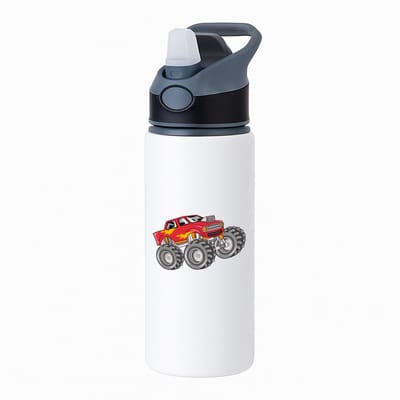 Hacebo® - Monstertruck waterfles met rietje zwart - Auto - Autoliefhebbers - Autosport - motorsport - water fles - 650ML