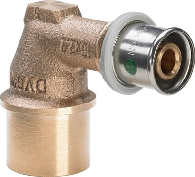 Viega Sanfix Fosta Sanfix P-overgangsbocht 90 graden, d 25mm, Rp 3/4 roodkoper Model 2114.1, 595814